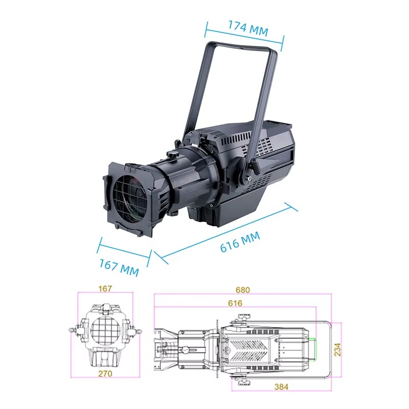 600W 웜 화이트 무대 조명 COB 줌 이미징 컨투어 - Power Tools Images 리뷰 및 가격