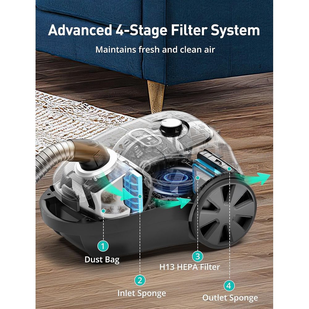 캐니스터 진공청소기, 1600W/40Kpa 캐니스터 백 - Power Tools Vacuum 리뷰 및 가격